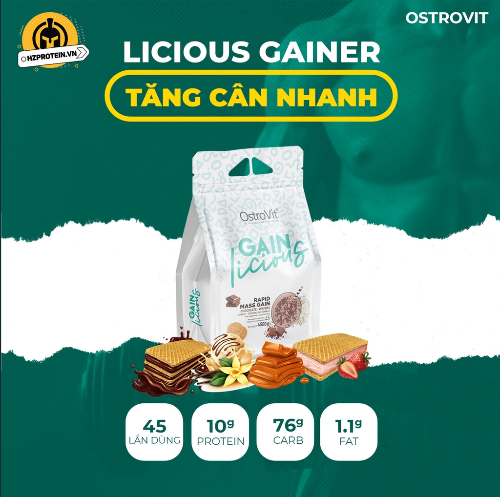 Ostrovit Gain Licious, Sữa Mass Gainer LiciousGain Tăng Cân Nhanh - 4.5 Kg