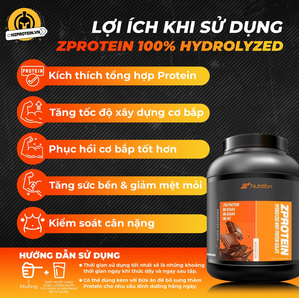 ZProtein Hydrolyzed 100% Whey Protein Siêu Tinh Khiết (5 LBS)