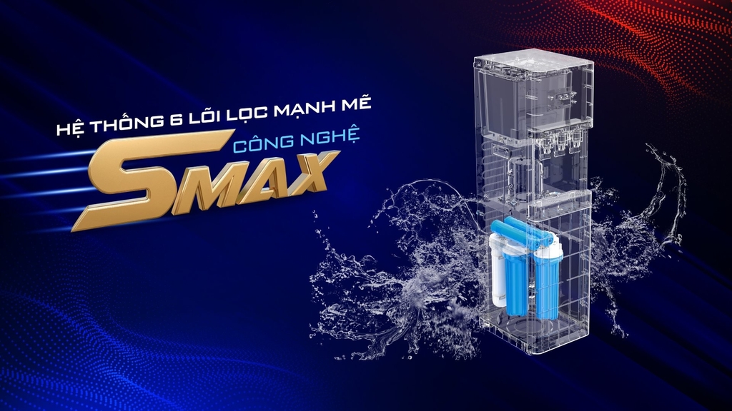 ệ thống 6 lõi lọc SMAX đời mới mạnh mẽ của Karofi HCV208RO