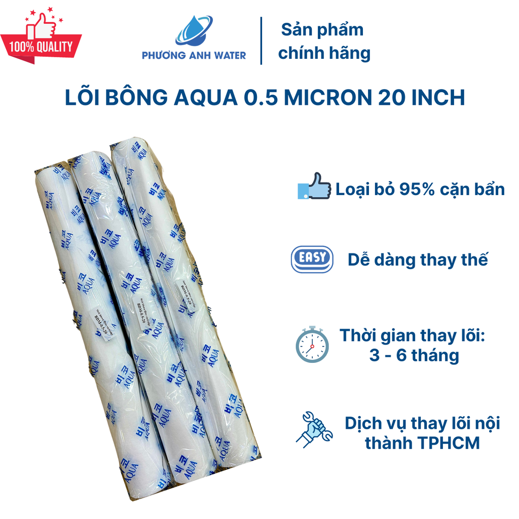 Lõi lọc nước Aqua PP 20 inch Hàn Quốc BDM 0.5 micron