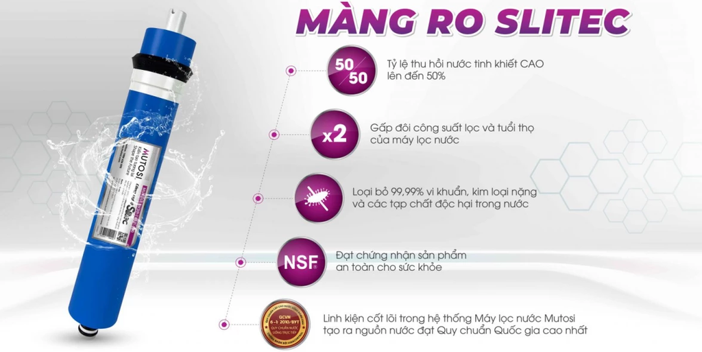 Màng RO Slitec Máy lọc nước RO Mutosi 7 lõi MP-371U