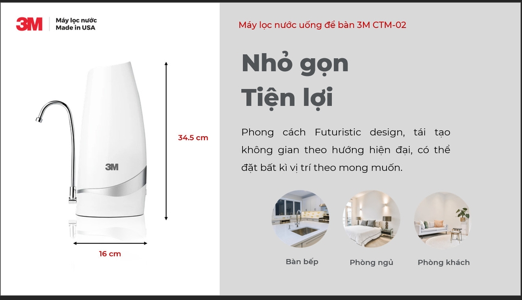 Tính năng nổi bật của máy lọc nước để bàn 3M CTM-02 