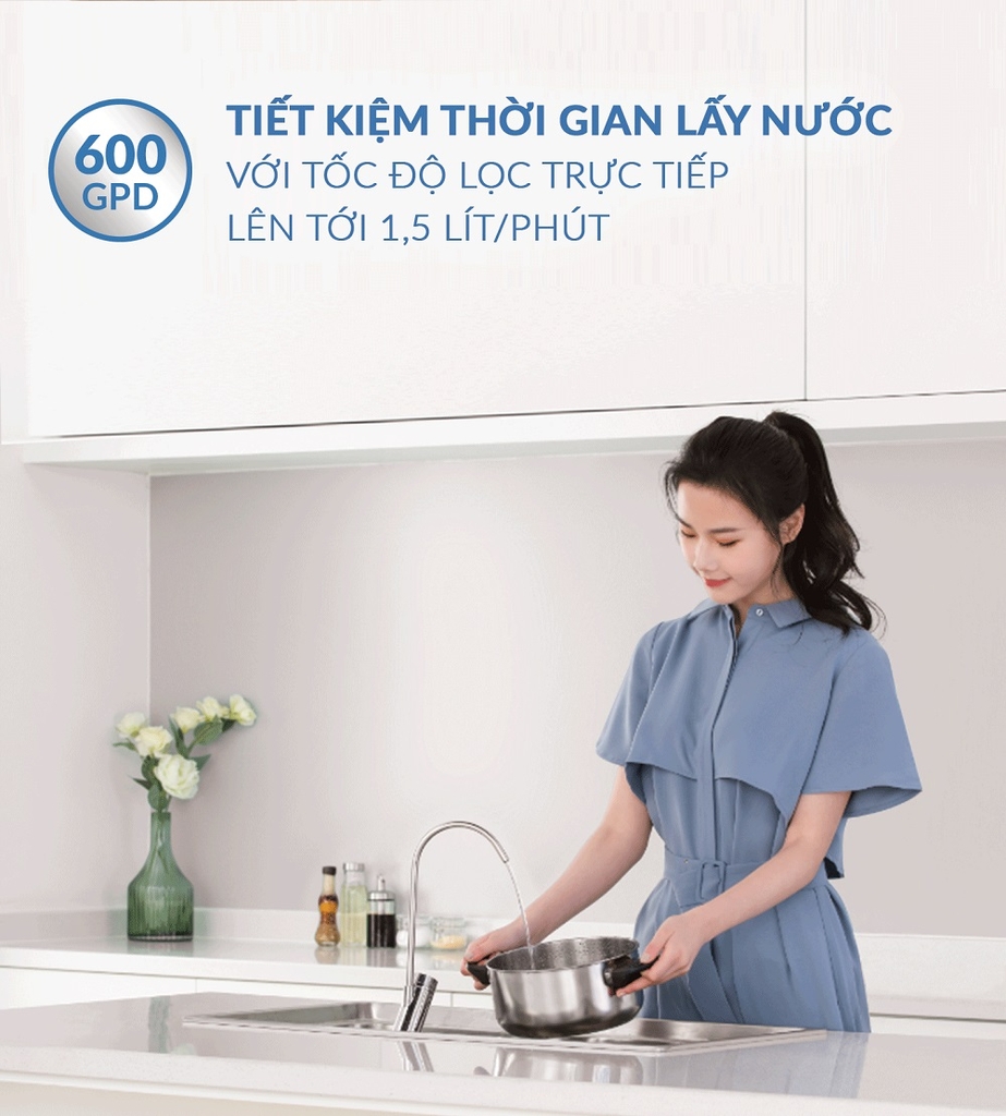 Tiết kiệm thời gian lấy nước với tốc độ lọc lên đến 94L/H