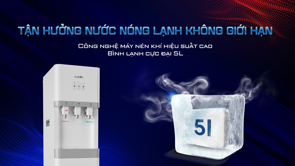 Máy lọc nước nóng lạnh Karofi HCV208RO trang bị công nghệ máy nén khí hiệu suất cao