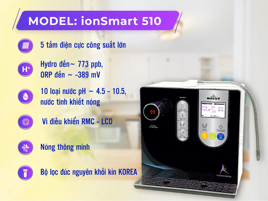 Tính năng nổi bật của máy lọc nước ION Kiềm thông minh Robot IONSMART 510