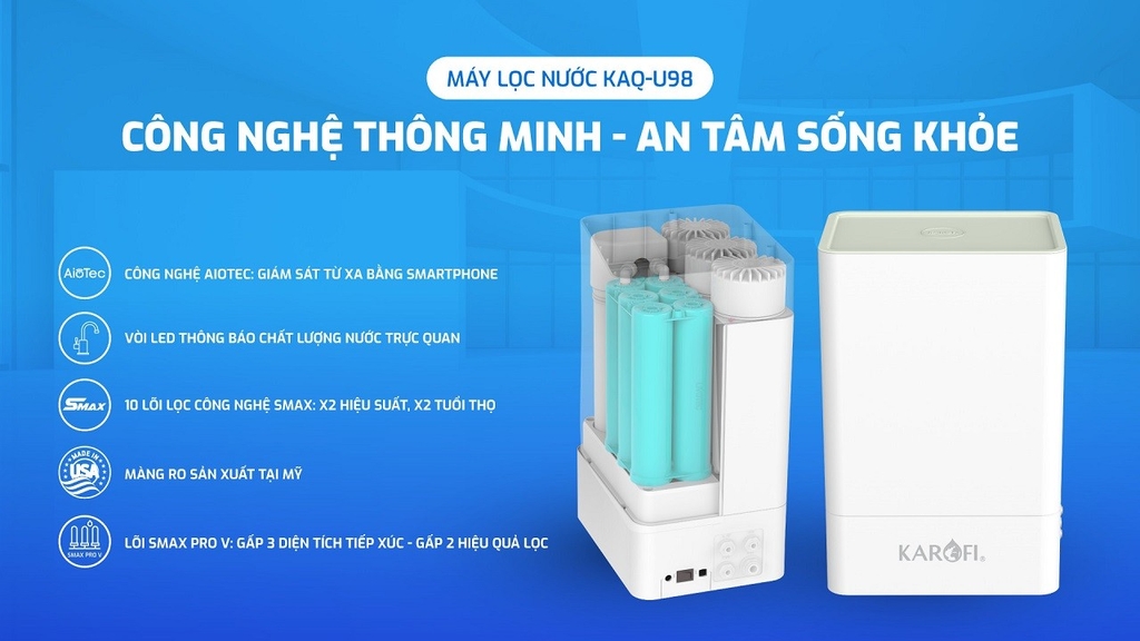 Tính năng nổi bật của máy lọc nước RO Karofi U98 có tủ để gầm 10 lõi