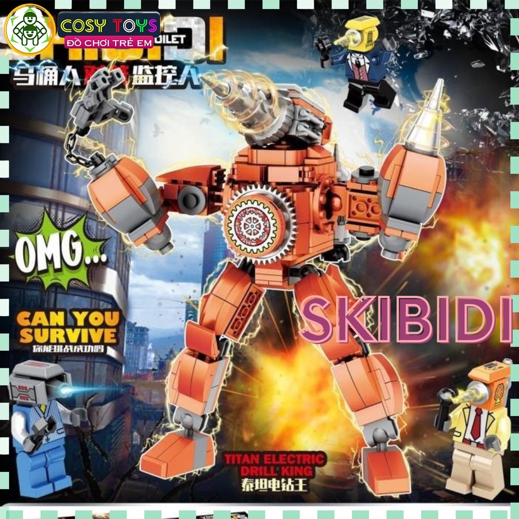 Đồ chơi lắp ghép xếp hình các nhân vật Skibidi với hơn 473 mảnh ghép