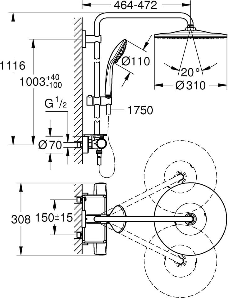 Sen cây ổn nhiệt Grohe Vitalio Joy 310 26400001