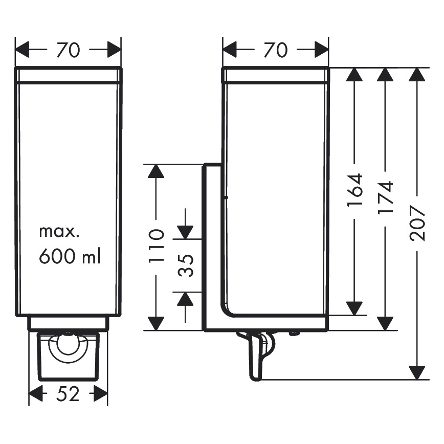 Bình đựng nước rửa tay AXOR Universal Rectangular 42610300 600ml