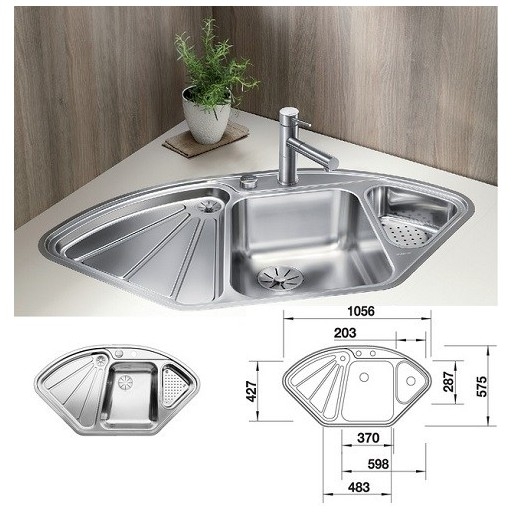 Chậu rửa bát góc Blanco Delta IF - Inox