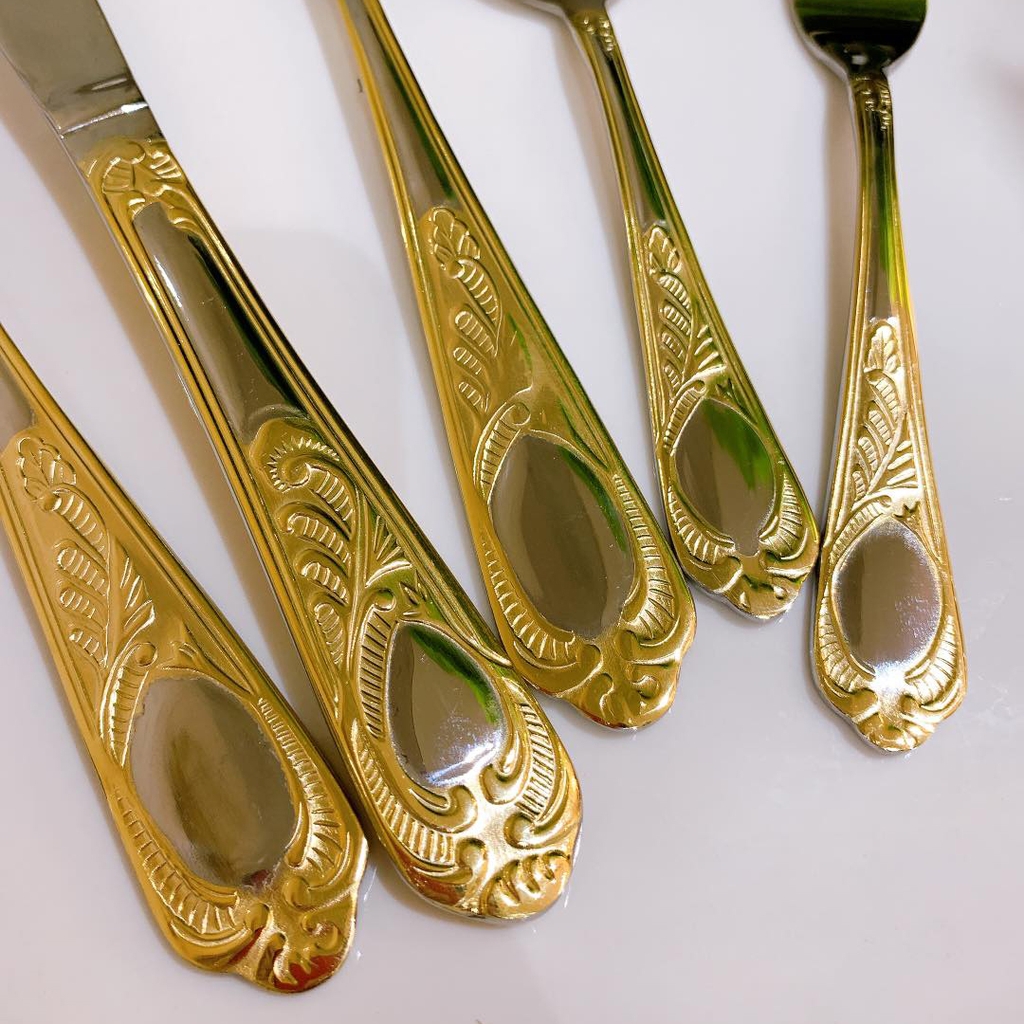 Bộ dao thìa dĩa Mulex Rococo 30 món mạ vàng