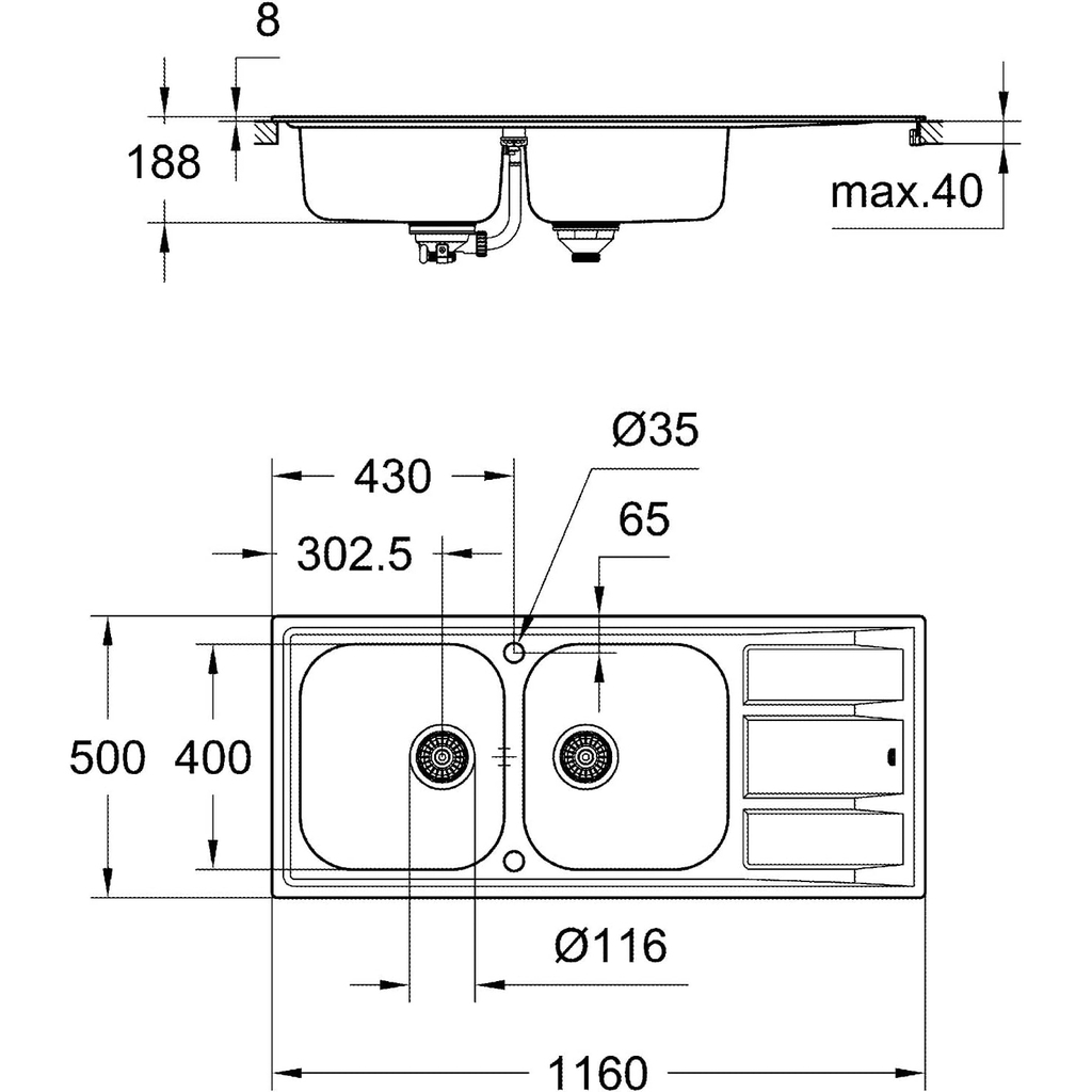 Chậu rửa bát Grohe K400 31587SD0