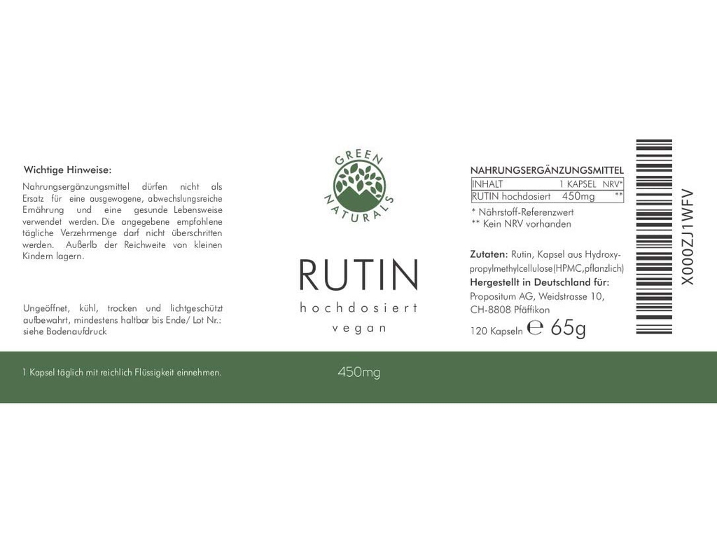 Thuốc điều trị giãn tĩnh mạch Green Naturals Rutin