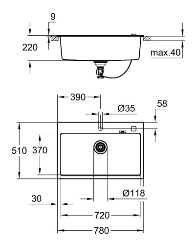 Chậu rửa bát Grohe K700 Composite