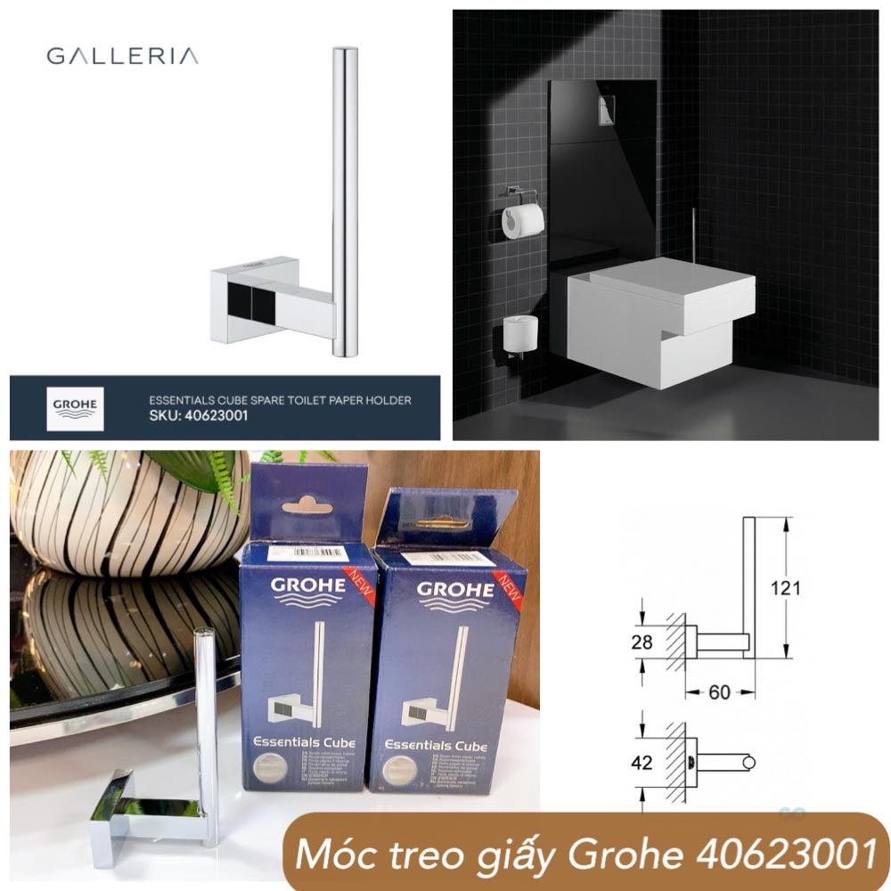 Móc treo giấy vệ sinh Grohe Essentials Cube 40623001