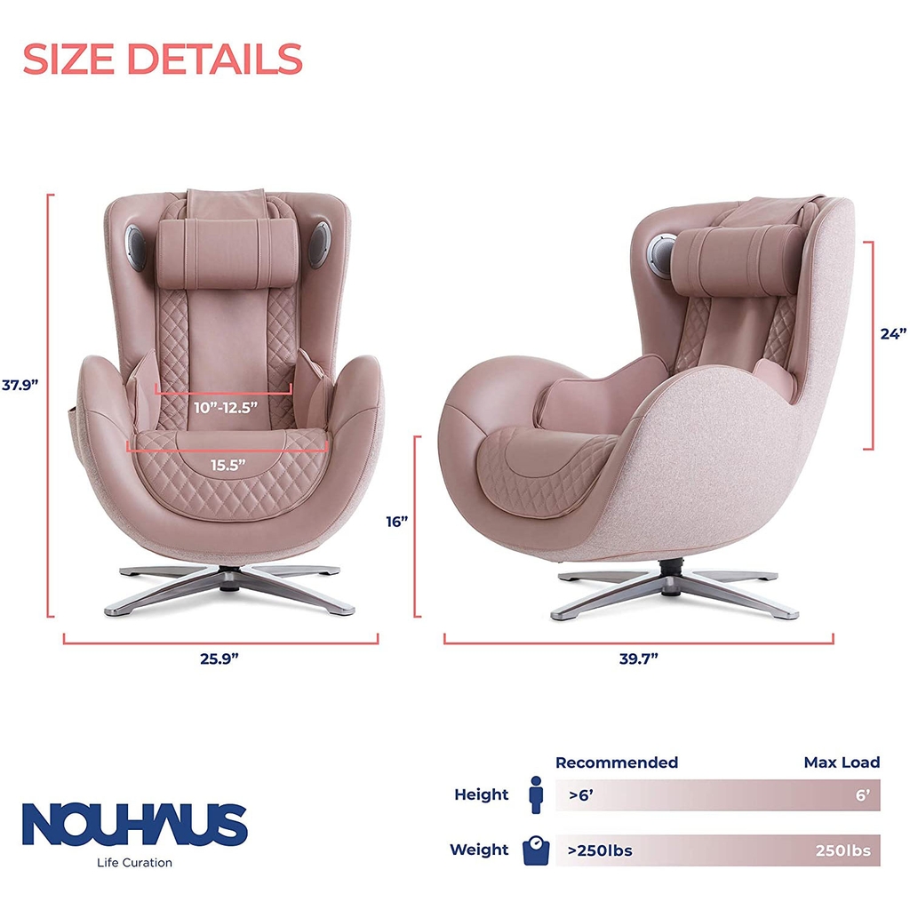 Ghế massage Nouhaus Classic Massage Chair with Ottoman Pale Rose