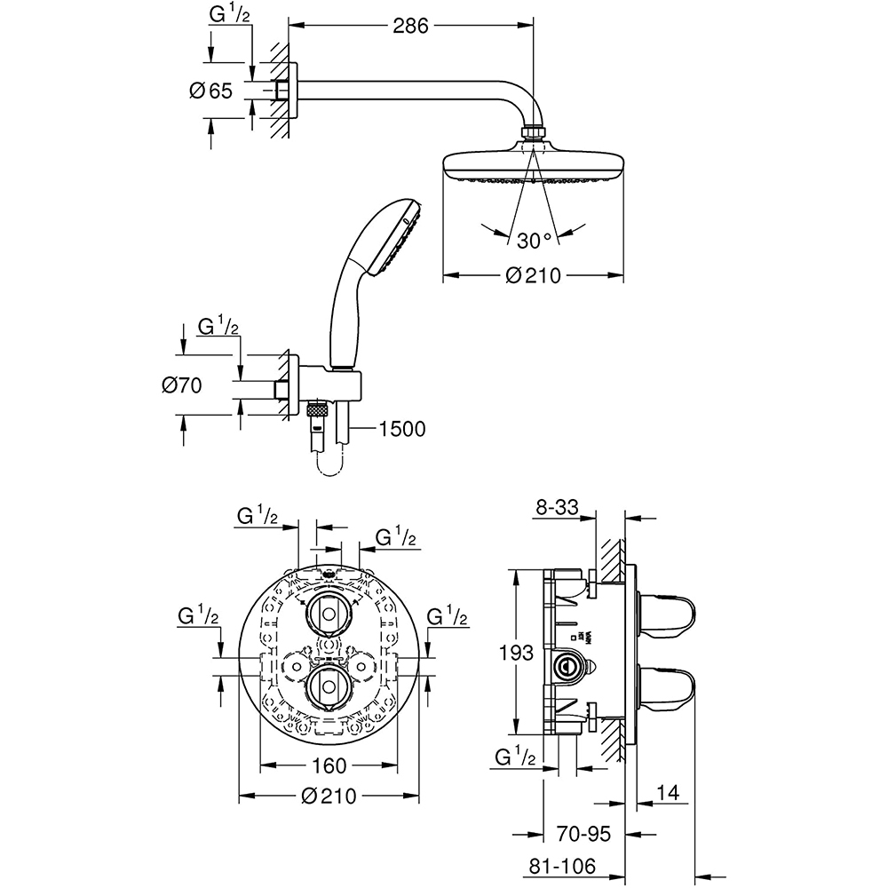 Sen tắm âm tường Grohe Grohtherm 1000 34614001