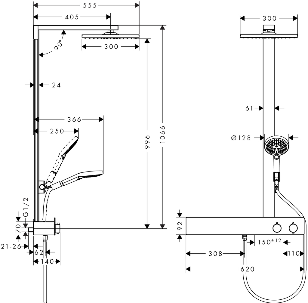 Sen cây Hansgrohe Raindance E 300 27363000