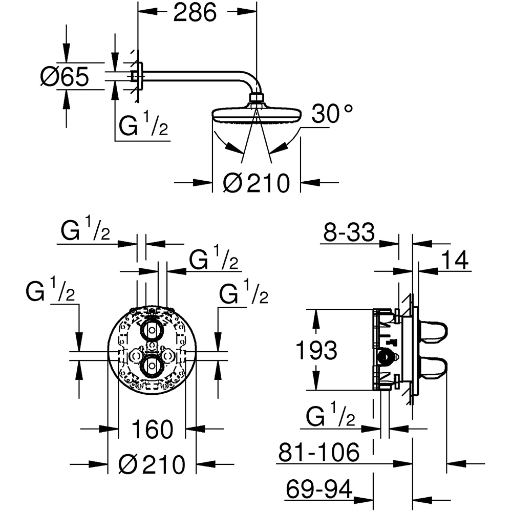 Sen tắm âm tường Grohe Grohtherm 1000 34582001