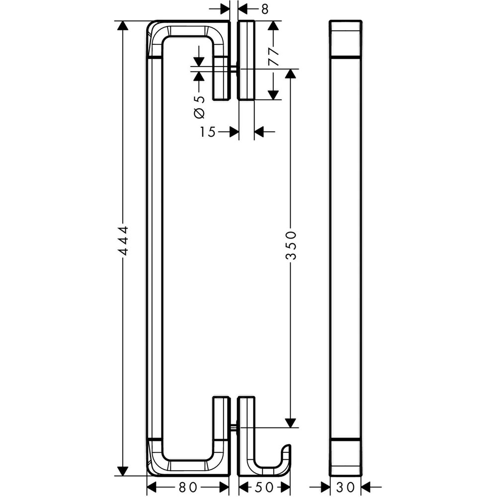 Tay nắm cửa kính AXOR Universal Softsquare 42837000