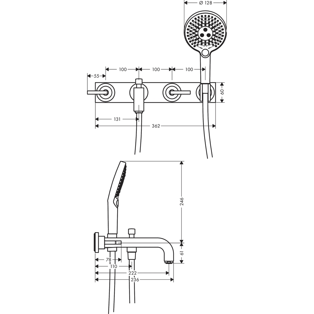 Vòi bồn tắm âm tường AXOR Citterio 3 lỗ 39442000