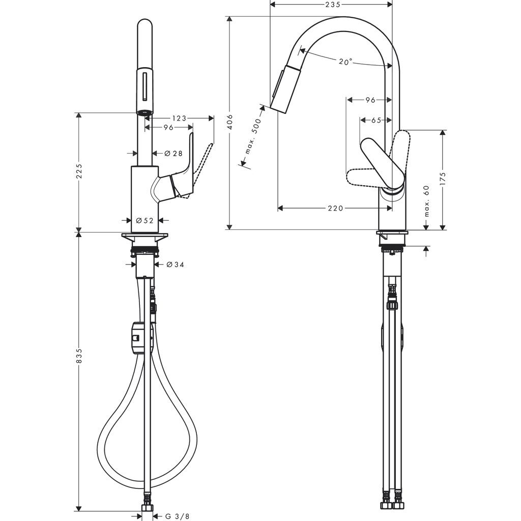 Vòi rửa bát Hansgrohe Focus 240 31815000