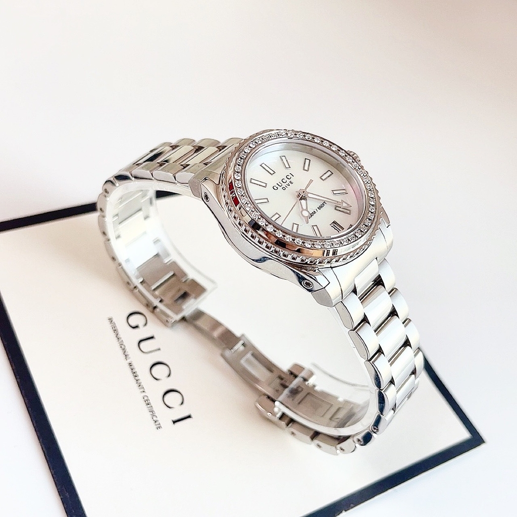 Gucci Dive Mother Of Pearl Dial Stainless Steel Ladies 