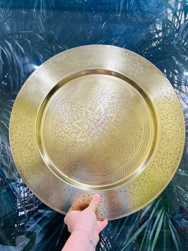 Mâm tròn Casa Moro handmade Ma-rốc Hoyam 40 và 50cm/ 2 màu mạ bạc và mạ vàng
