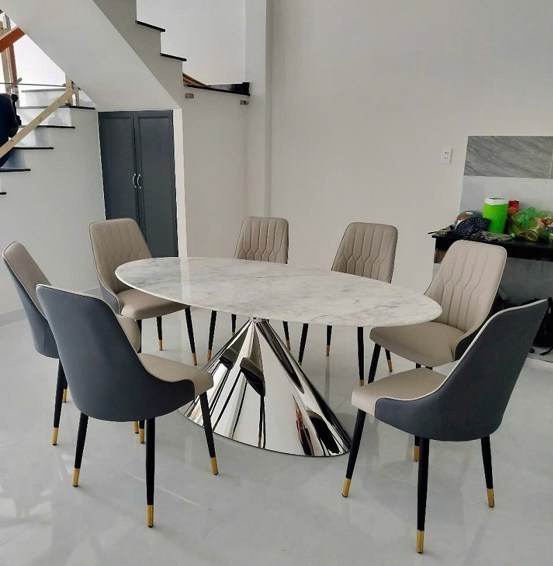 Bàn Ăn 8 Ghế Mặt Đá Cao Cấp 2432S