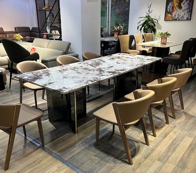 Bộ Bàn Ăn 8 Người Mặt Đá 2408S
