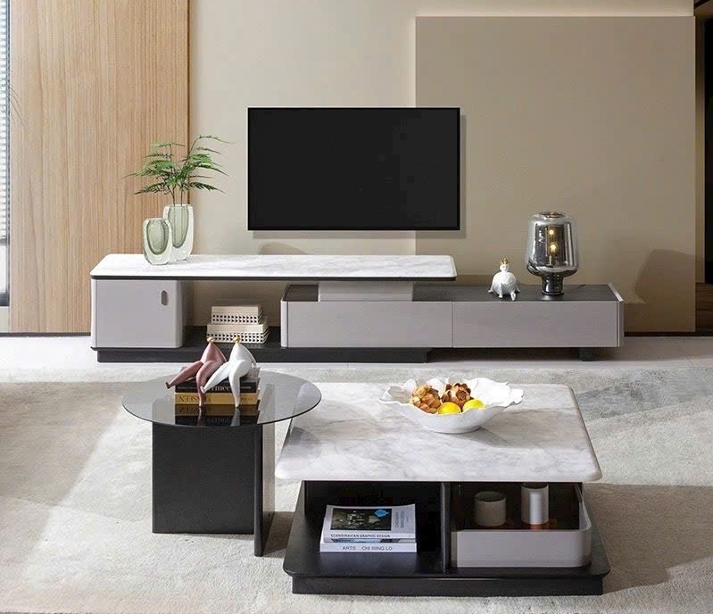 Combo Kệ Tivi Bàn Trà Mặt Đá 57T