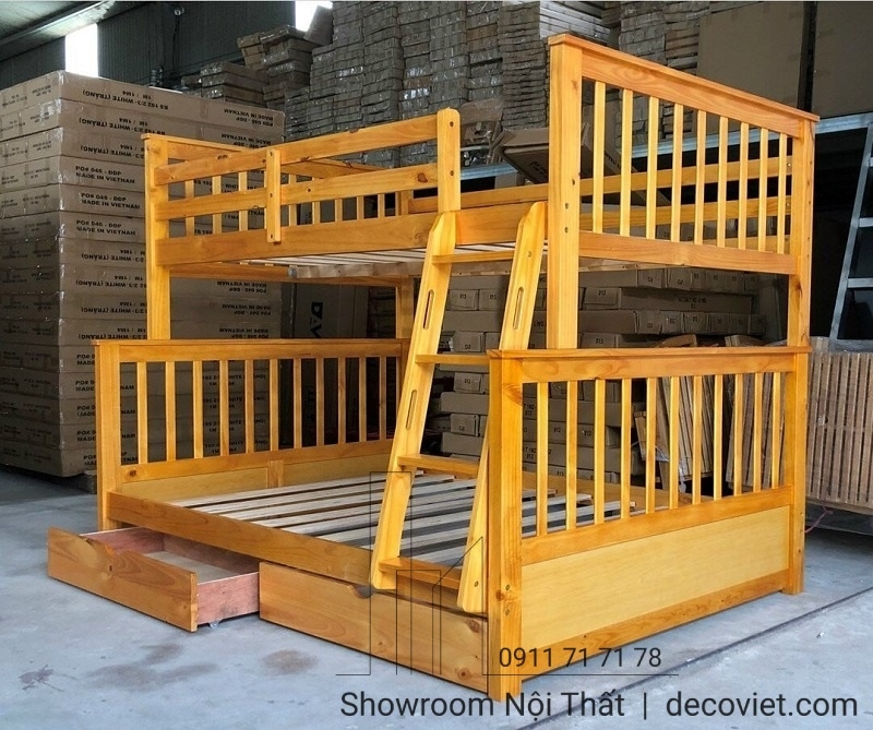 Giường Tầng Trẻ Em 1T – Nâu