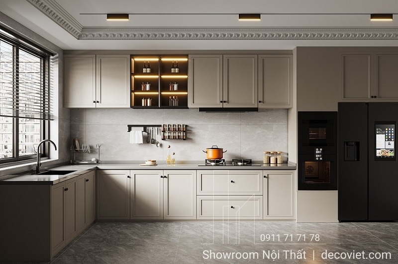 Tủ Bếp Gỗ Tân Cổ Điển 1162T