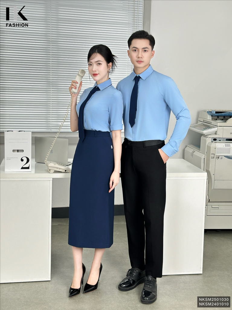 Sơ mi nam lịch sự, dễ phối đồ và ghép set đồng phục cùng áo nữ NKSM2501030