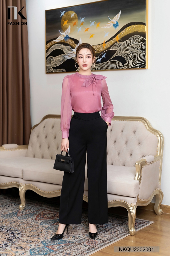 Áo Sơ Mi Dài Tay Cổ Tàu Tay Bồng NKSM2302001