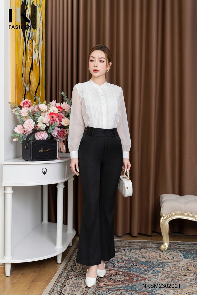 Áo Sơ Mi Dài Tay Cổ Tàu Tay Bồng NKSM2302001