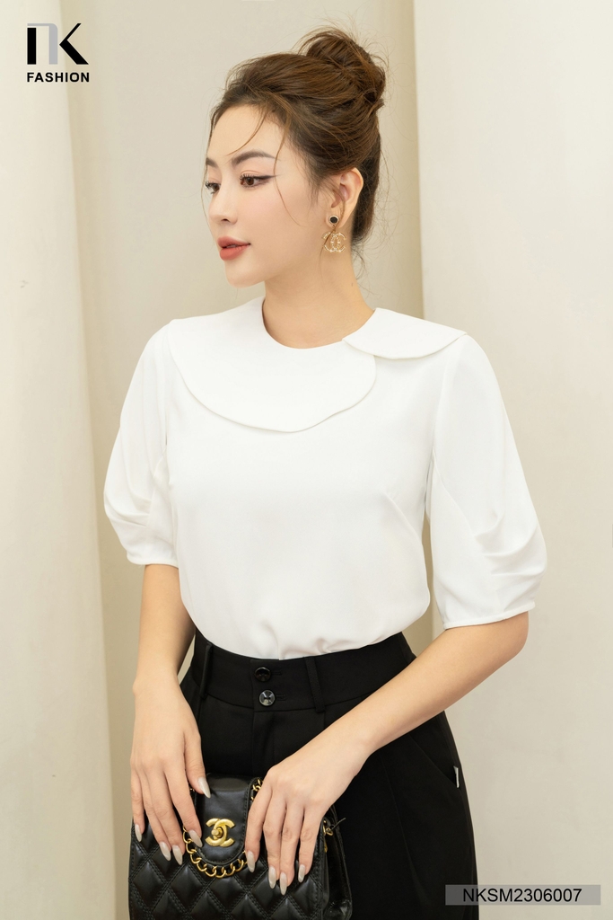Áo Sơ Mi Tay Lỡ Cổ Sen NKSM2306007