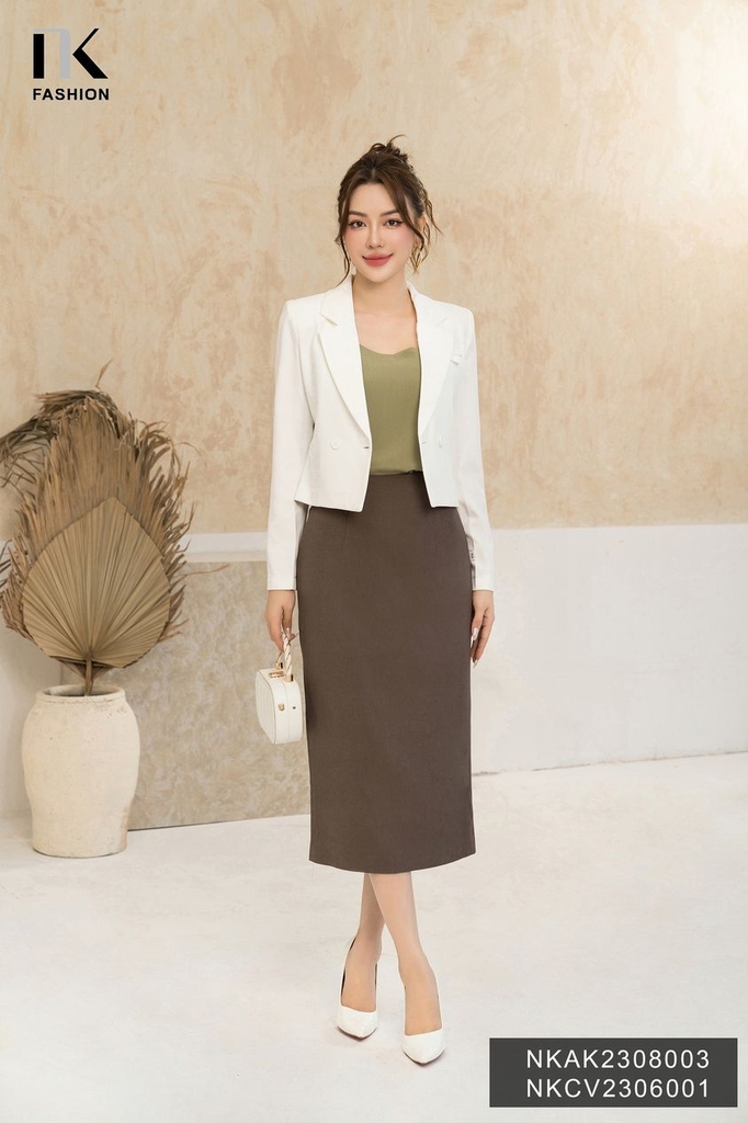 NK FASHION Áo Vest Lửng 2 cúc NKAK2308003
