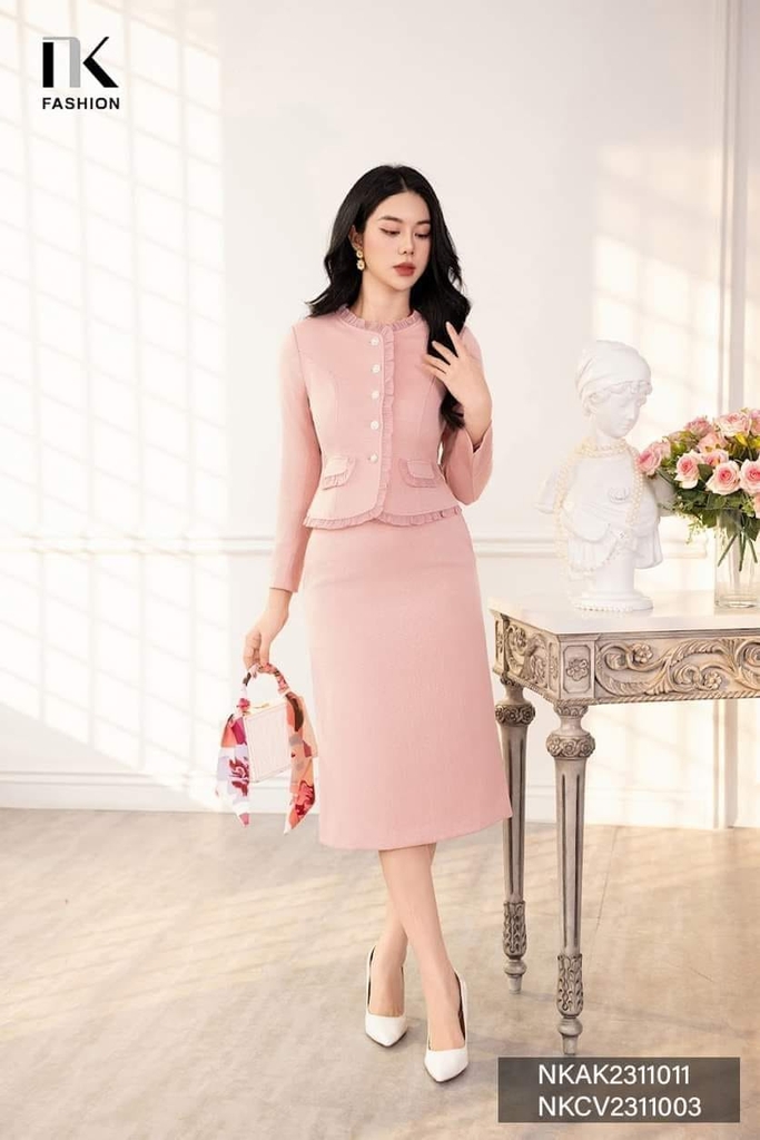 Chân Váy A Chất Liệu Text, Thiết Kế Basic, Dễ Phối, Thanh Lich NKCV2311003 ( Ko kèm áo + PK)