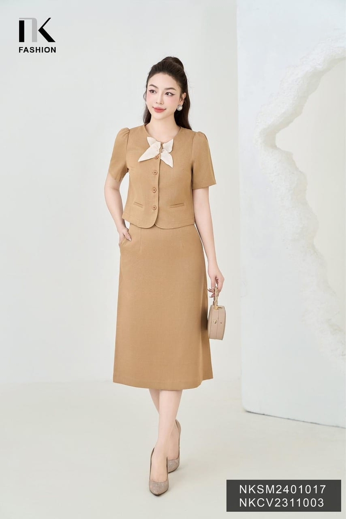 Chân Váy A Chất Liệu Text, Thiết Kế Basic, Dễ Phối, Thanh Lich NKCV2311003 ( Ko kèm áo + PK)