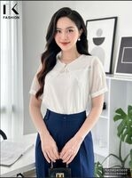 Áo Sơ Mi Tơ Cổ Sen Nhọn 2 Lớp NK Fashion Công Sở Nữ Thanh Lịch, Nữ Tính Vải Mềm Mịn NKSM2405009