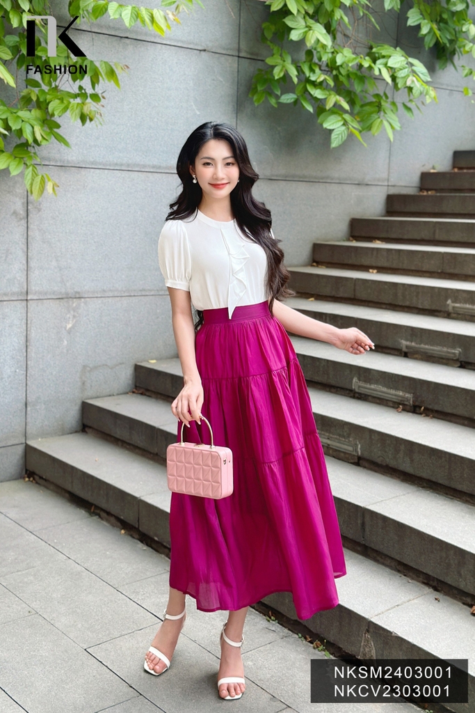 NK Fashion Áo Sơ Mi Cổ Tàu Bèo Tay Cộc Trẻ Trung, Thanh Lịch Nữ Tính NKSM2403001