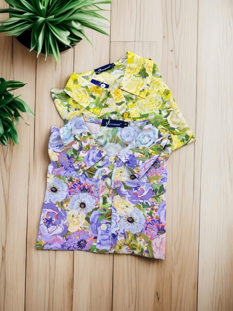 Sơ mi cổ đức hoa croptop trẻ trung UKSM2505010