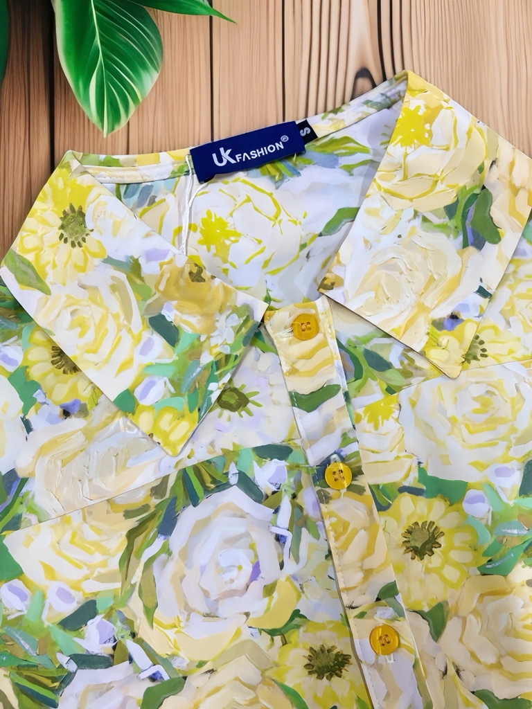 Sơ mi cổ đức hoa croptop trẻ trung UKSM2505010