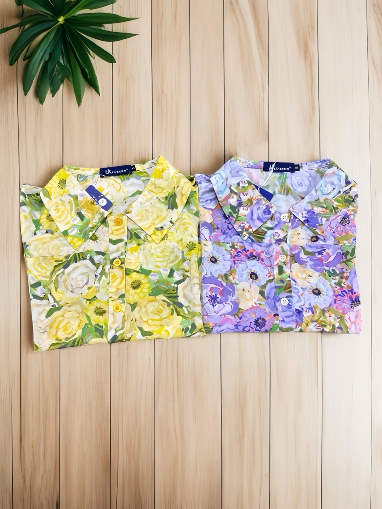 Sơ mi cổ đức hoa croptop trẻ trung UKSM2505010