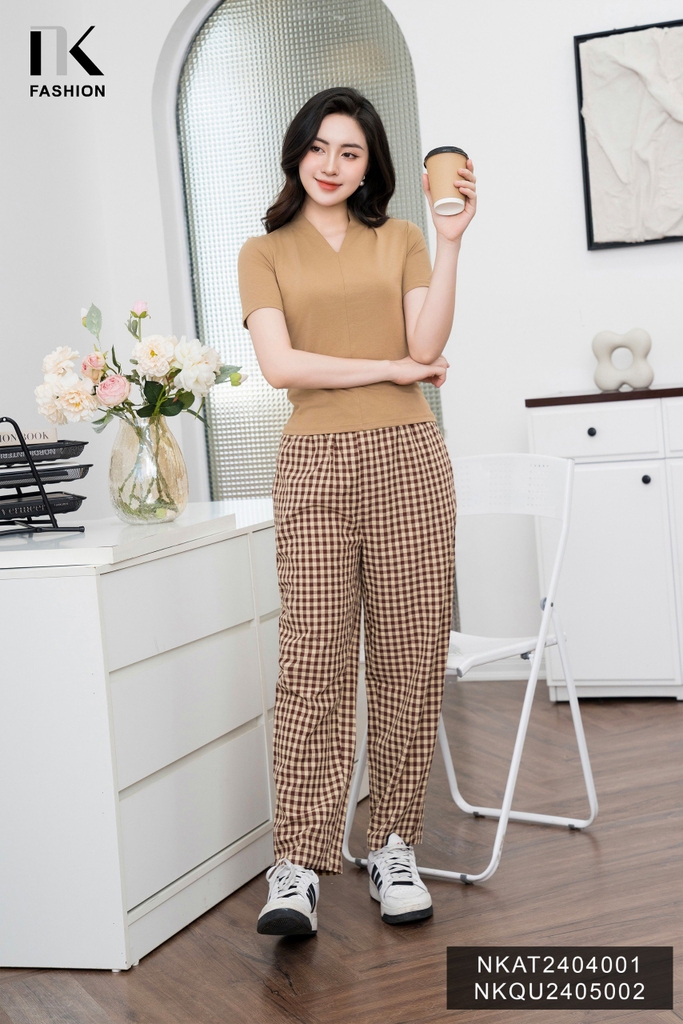 Quần Baggy Cạp Chun NK Fashion Công Sở Nữ Trẻ Trung Vải Mềm Mịn NKQU2405002