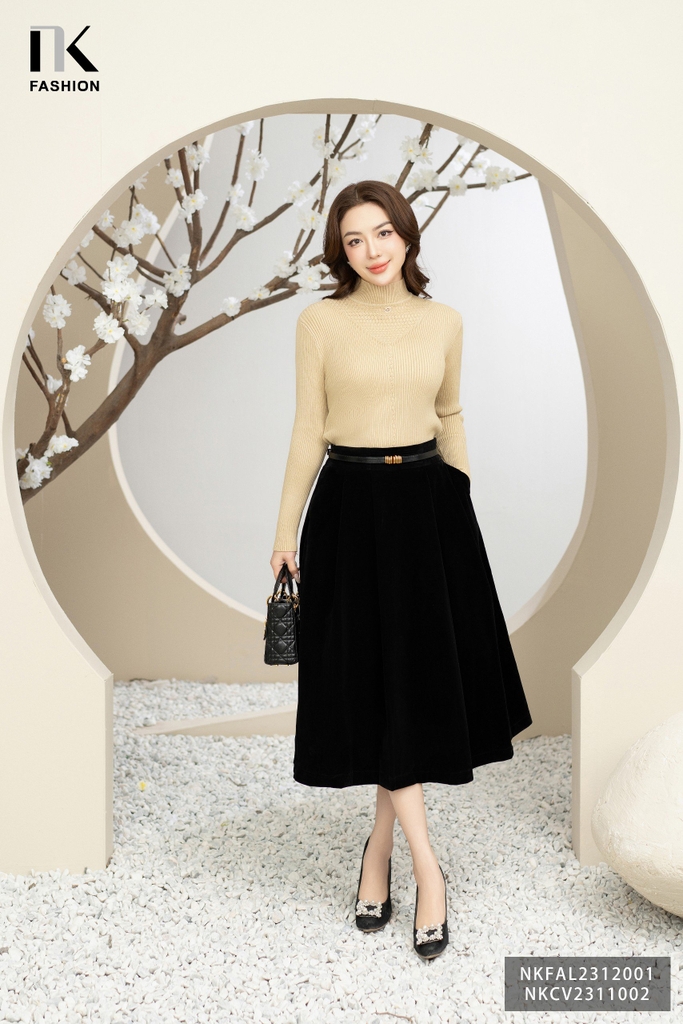 NK Fashion Chân Váy Nhung Xoè Xếp NKCV2311002