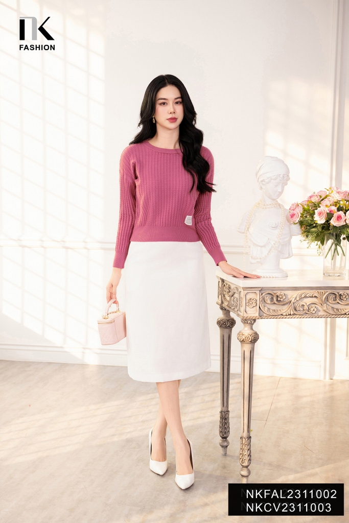 Chân Váy A Chất Liệu Text, Thiết Kế Basic, Dễ Phối, Thanh Lich NKCV2311003 ( Ko kèm áo + PK)