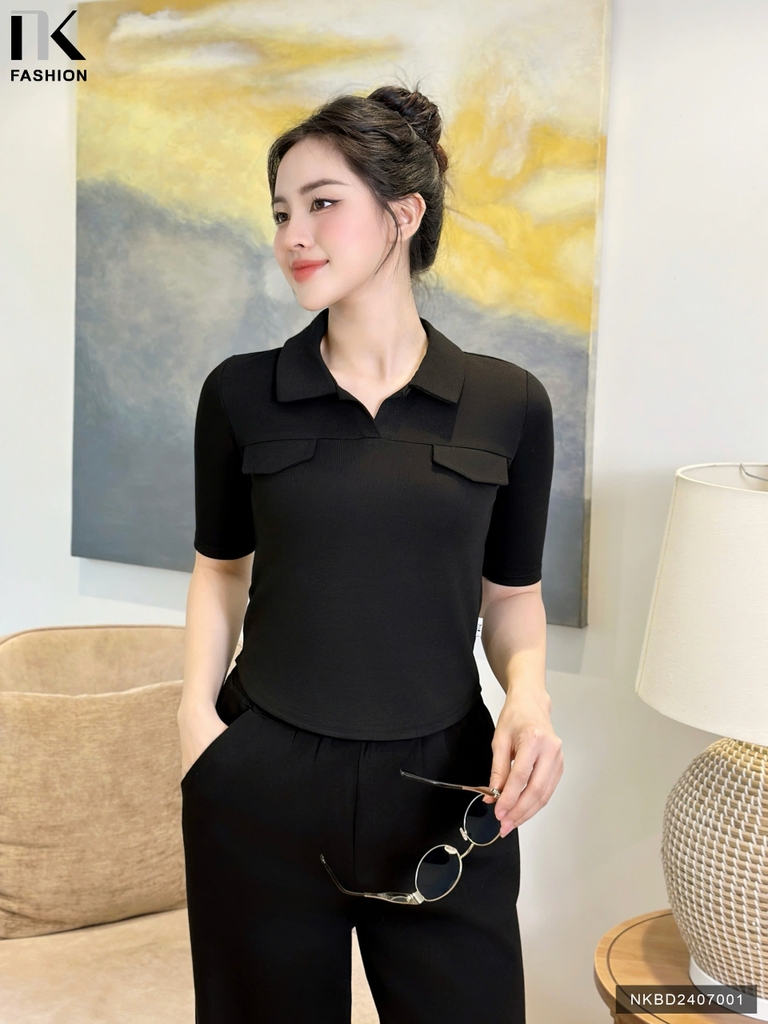 Set thể thao tay lỡ cổ bẻ trẻ trung, hiện đại, tôn dáng NKBD2407001