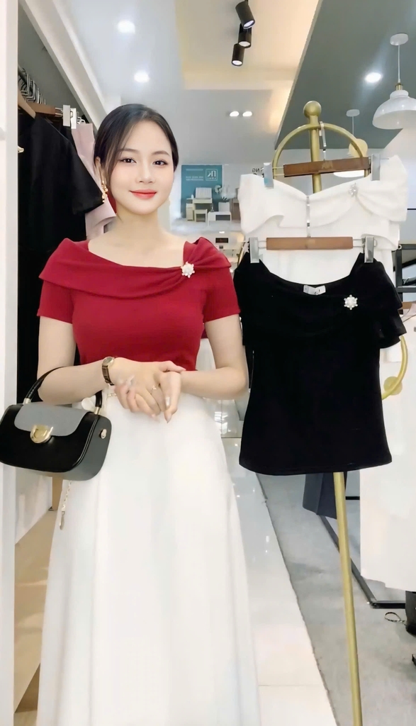 Áo Thun Vai Chùm Nhún Trẻ Trung, Nữ Tính Vải Mềm Mịn NKAT2502006 ( Ko kèm QU/CV/PK)